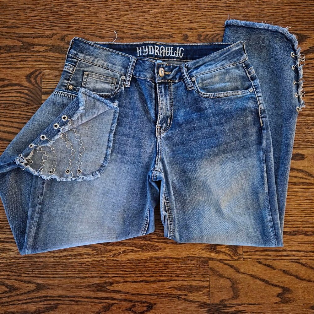 HYDRAULIC Jeans--W/Silver Metal Chains-Vintage-Never worn-Sz 8-Hot!!!